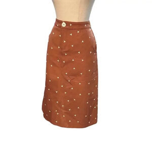 Roolee SF-1901388 Brown 100% Cotton Midi Skirt Size Large